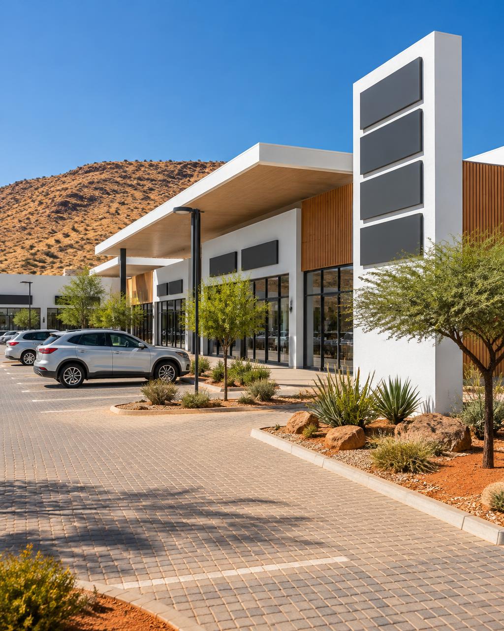 Commercial developments — white buildings set in the Northern Cape, illustrative image