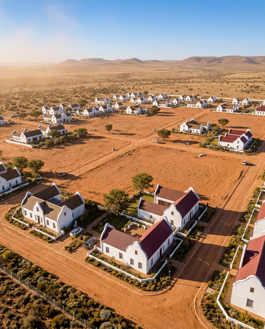 Land & estate development — white buildings set in the Northern Cape, illustrative image