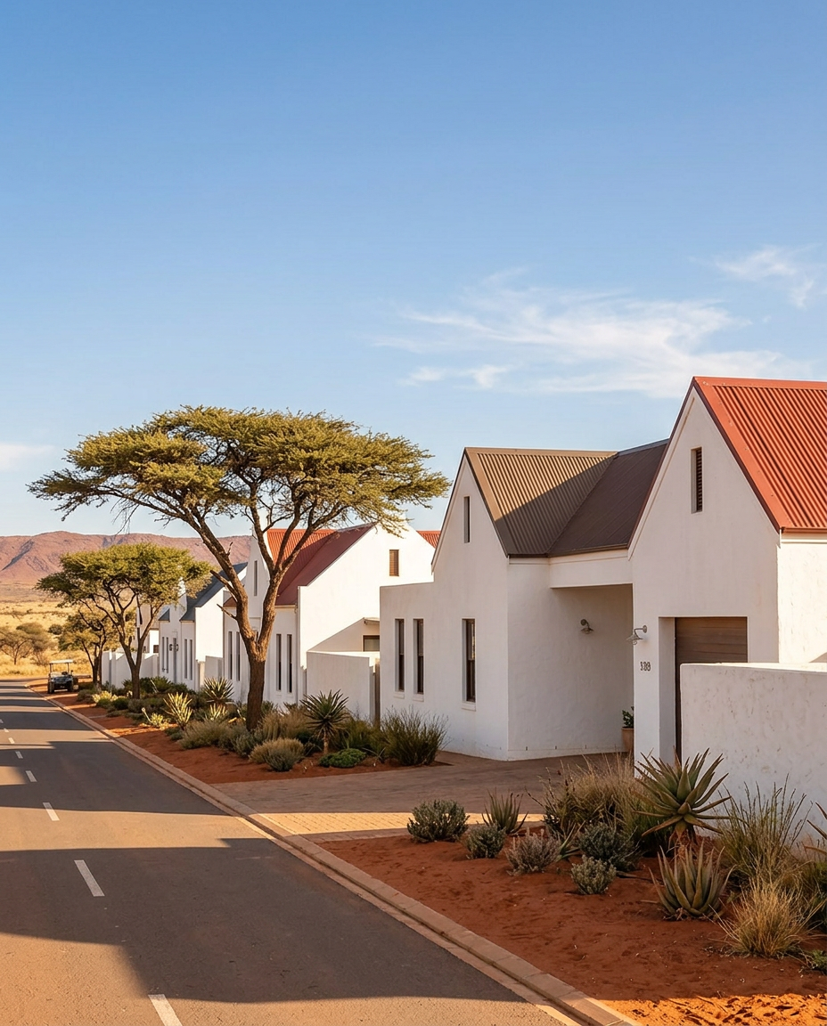 Residential developments — white buildings set in the Northern Cape, illustrative image